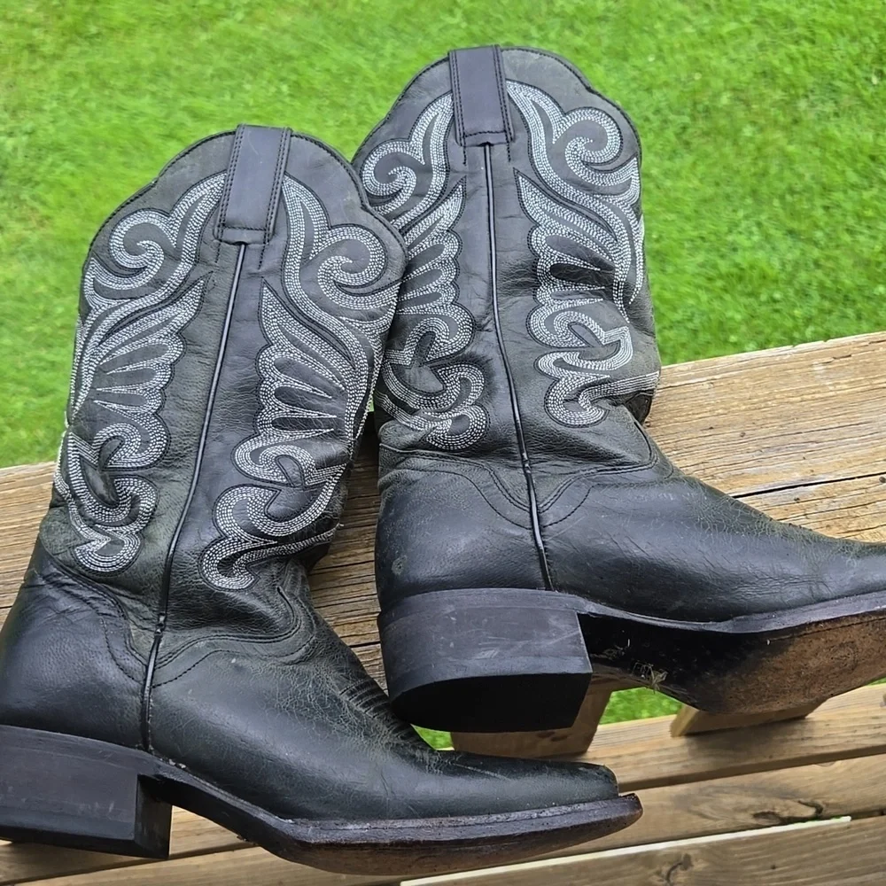 J.B. Dillon Black Womens Genuine Goat Leather Boots 6.5 B - Picture 7 of 8